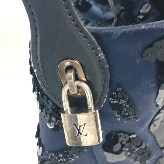 LOUIS VUITTON Handbag M94564 Satin/Leather, Sequins Navy Monogram Satin NN14 Spotlight GM Women Used Authentic