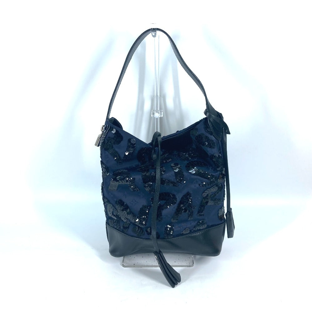 LOUIS VUITTON Handbag M94564 Satin/Leather, Sequins Navy Monogram Satin NN14 Spotlight GM Women Used Authentic