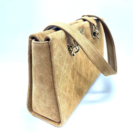CHANEL Shoulder Bag suede Brown CC COCO Mark Matrasse Women Used Authentic