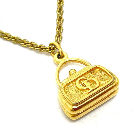 Dior Necklace Gold Plated gold CD logo Bag motif Women Used Authentic