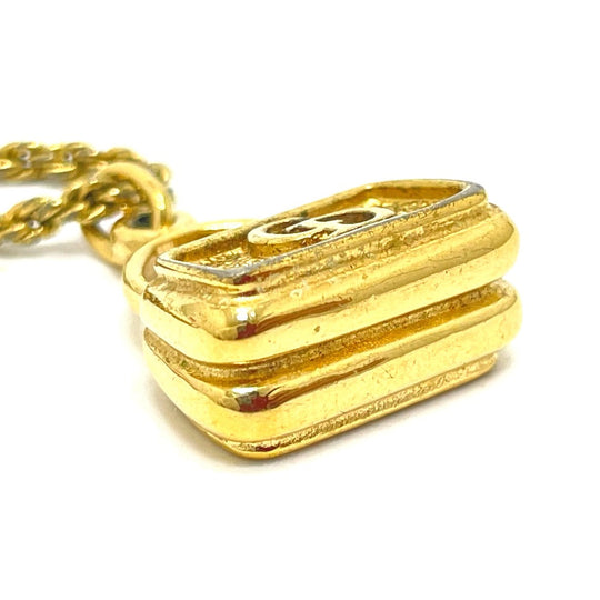Dior Necklace Gold Plated gold CD logo Bag motif Women Used Authentic