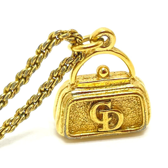Dior Necklace Gold Plated gold CD logo Bag motif Women Used Authentic