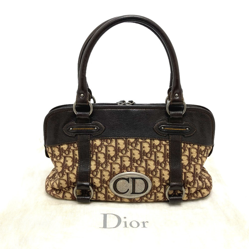 Christian Dior Handbag Leather / canvas Brown Trotter CD logo Women Used Authentic