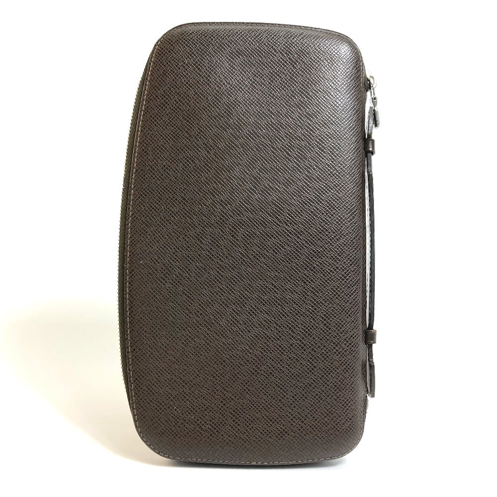 LOUIS VUITTON Travel case M30658 Taiga Leather Dark brown Taiga Organizer Atoll mens Used Authentic
