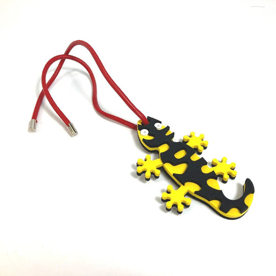 LOEWE charm Leather, Sponge Yellow x black x red Lizard motif Salamander Women Used Authentic