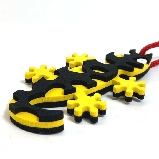 LOEWE charm Leather, Sponge Yellow x black x red Lizard motif Salamander Women Used Authentic