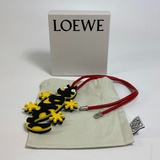 LOEWE charm Leather, Sponge Yellow x black x red Lizard motif Salamander Women Used Authentic