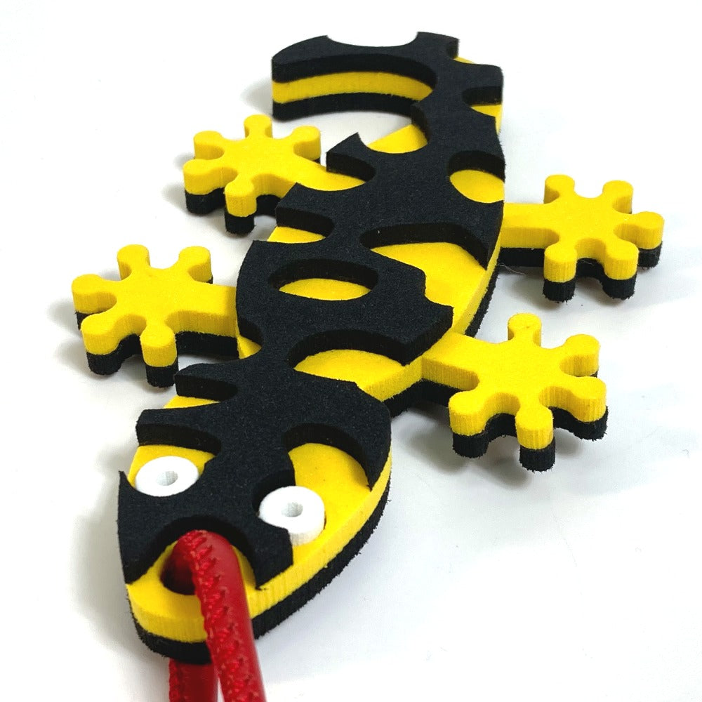 LOEWE charm Leather, Sponge Yellow x black x red Lizard motif Salamander Women Used Authentic