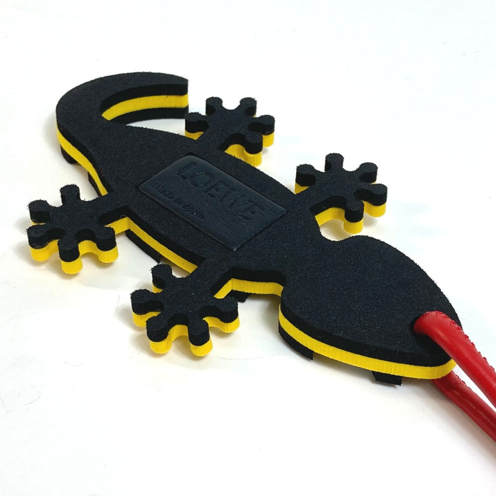LOEWE charm Leather, Sponge Yellow x black x red Lizard motif Salamander Women Used Authentic
