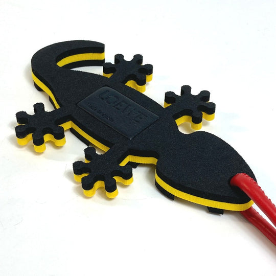 LOEWE charm Leather, Sponge Yellow x black x red Lizard motif Salamander Women Used Authentic