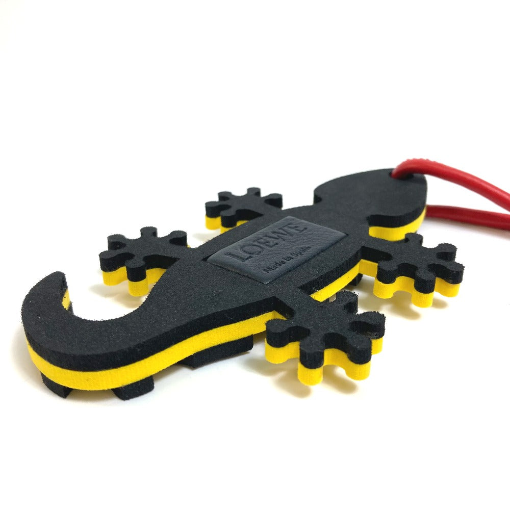 LOEWE charm Leather, Sponge Yellow x black x red Lizard motif Salamander Women Used Authentic