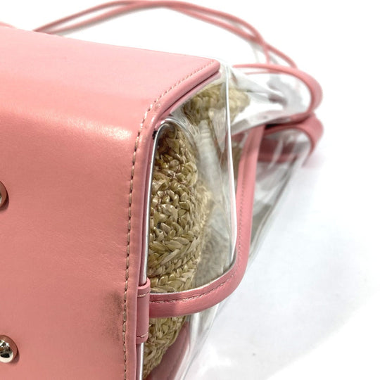CHANEL Tote Bag AS0517 Calfskin, Plastics, Raffia Clear / pink CC COCO Mark Tote Bag Women Used Authentic
