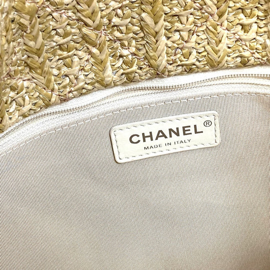 CHANEL Tote Bag AS0517 Calfskin, Plastics, Raffia Clear / pink CC COCO Mark Tote Bag Women Used Authentic