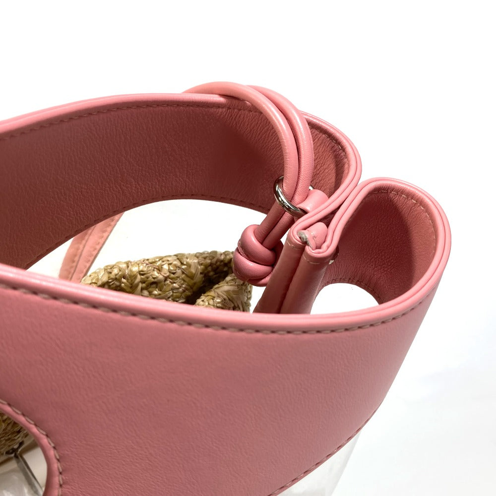 CHANEL Tote Bag AS0517 Calfskin, Plastics, Raffia Clear / pink CC COCO Mark Tote Bag Women Used Authentic