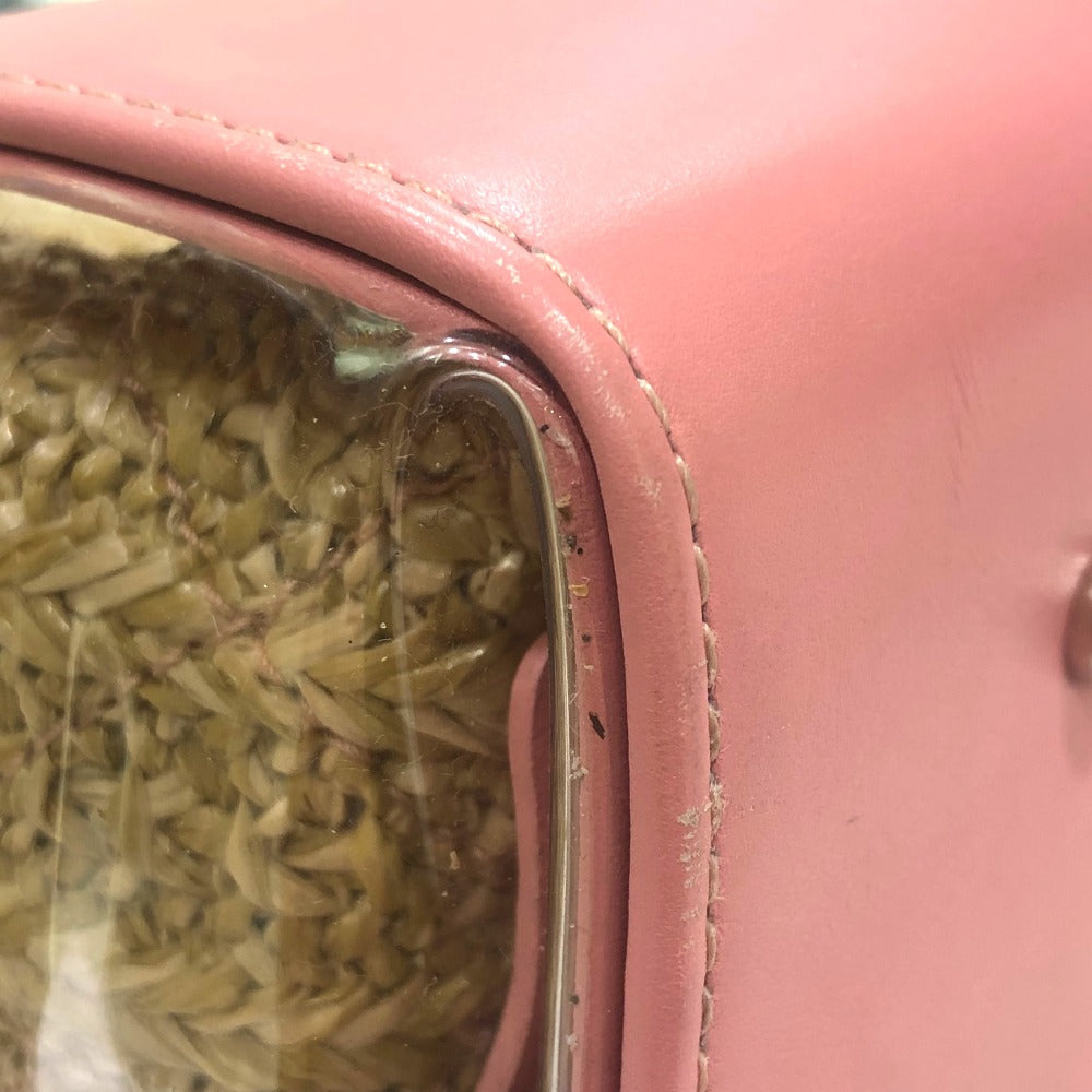 CHANEL Tote Bag AS0517 Calfskin, Plastics, Raffia Clear / pink CC COCO Mark Tote Bag Women Used Authentic