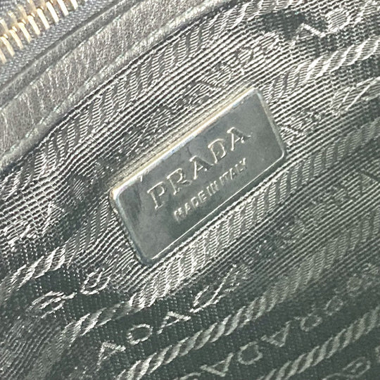 PRADA Handbag Nylon / leather black Triangle logo Tote Bag Women Used Authentic