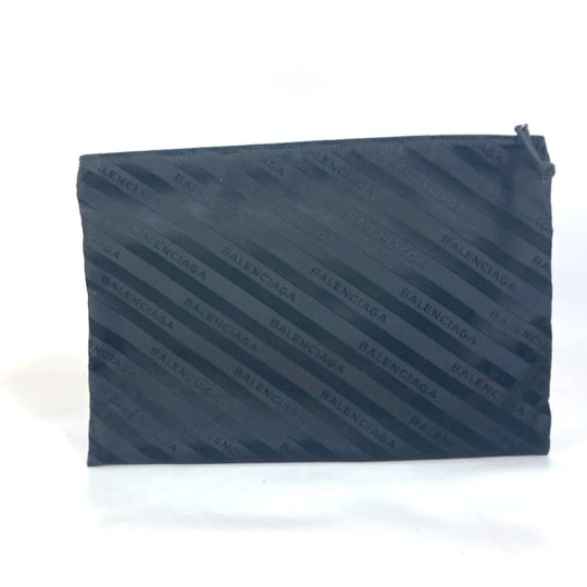 BALENCIAGA Clutch bag 459745 Nylon black logo Explorer mens Used Authentic