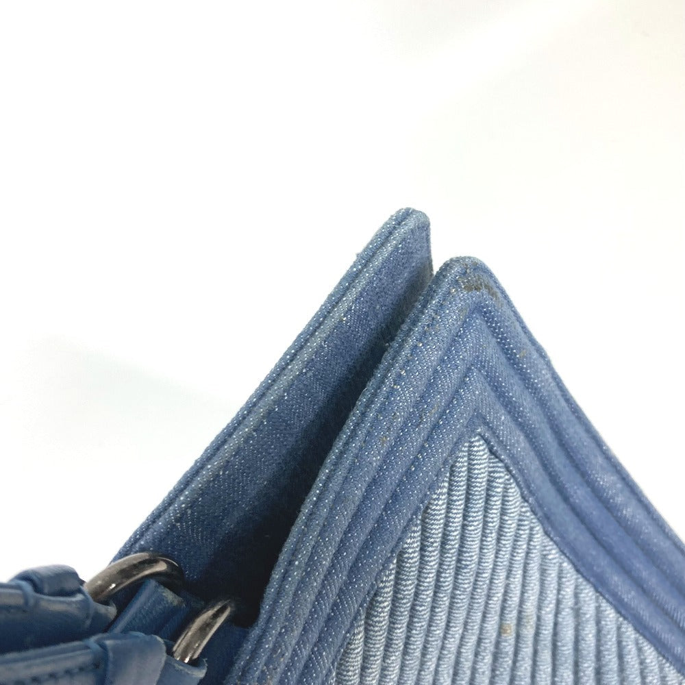 CHANEL Tote Bag canvas Blue type Boy Chanel Vstitch Women Used Authentic
