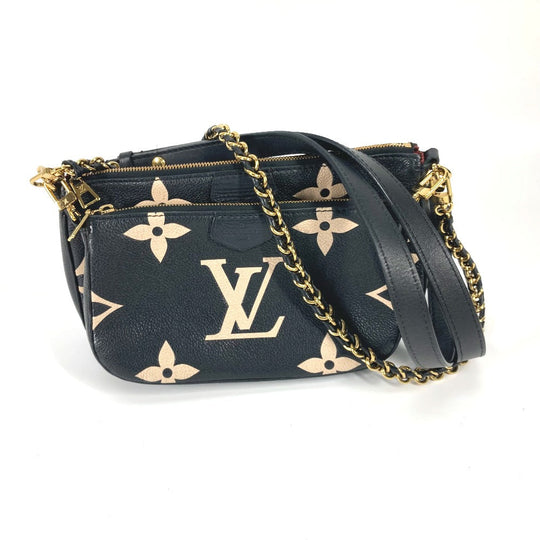 LOUIS VUITTON Shoulder Bag M45777 Monogram Ann Platt Leather black Monogram Empreinte Bicolor Multi Pochette Accessoires Women Used Authentic