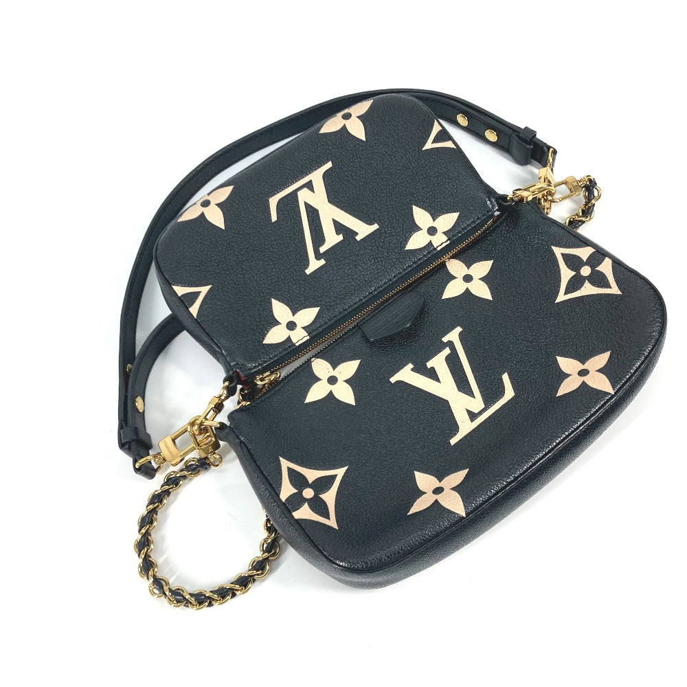 LOUIS VUITTON Shoulder Bag M45777 Monogram Ann Platt Leather black Monogram Empreinte Bicolor Multi Pochette Accessoires Women Used Authentic