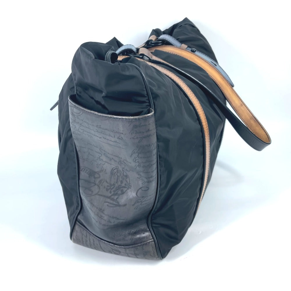 Berluti Tote Bag Nylon / leather black Shoulder chillout calligraphy mens Used Authentic