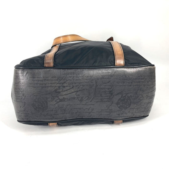 Berluti Tote Bag Nylon / leather black Shoulder chillout calligraphy mens Used Authentic