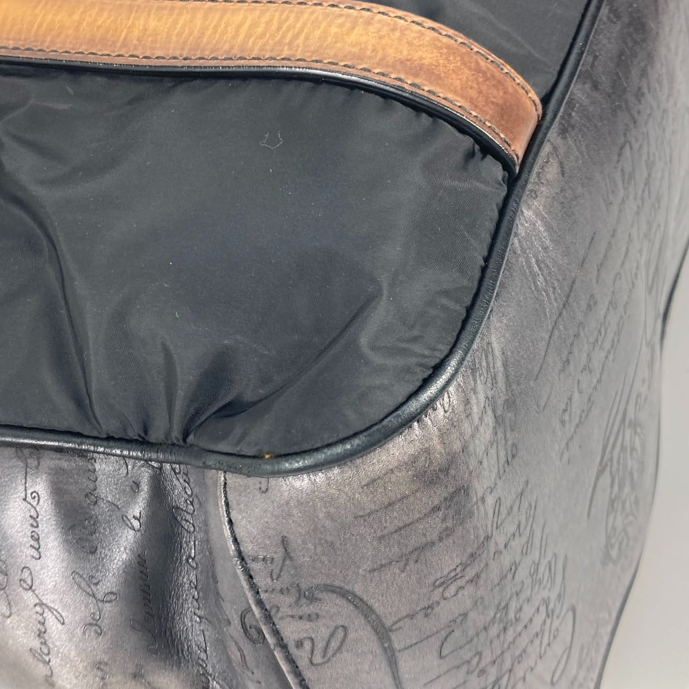 Berluti Tote Bag Nylon / leather black Shoulder chillout calligraphy mens Used Authentic