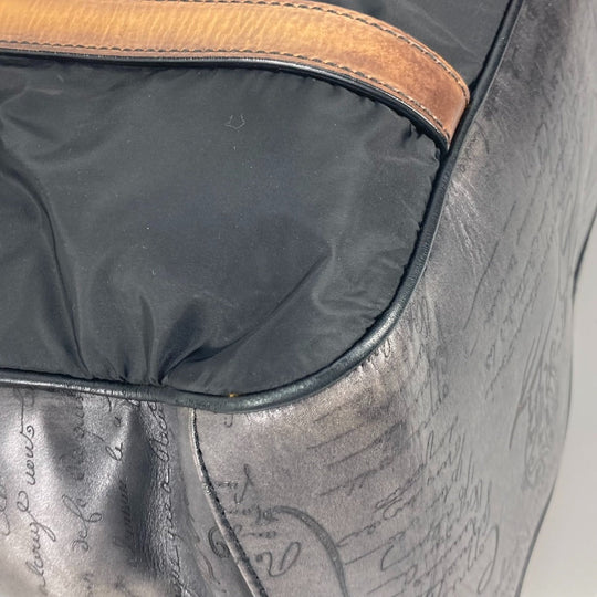 Berluti Tote Bag Nylon / leather black Shoulder chillout calligraphy mens Used Authentic