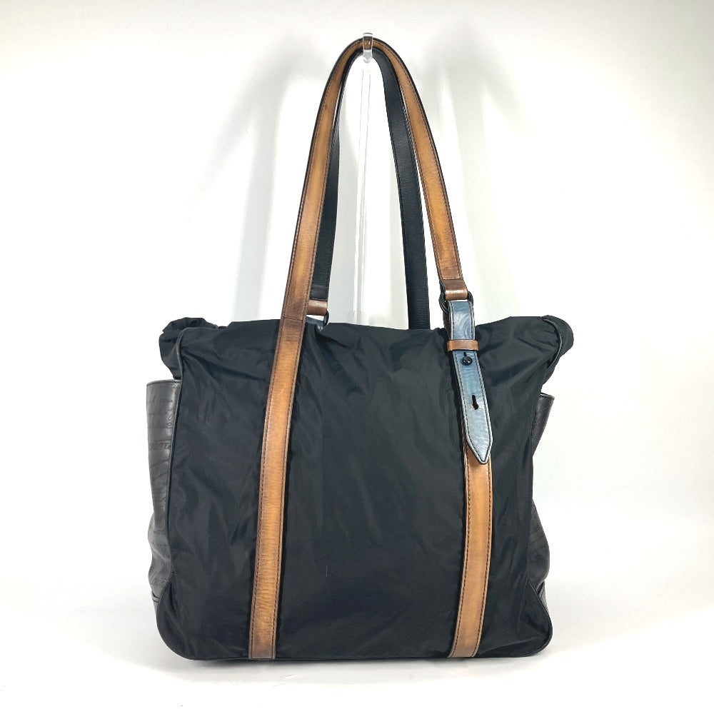 Berluti Tote Bag Nylon / leather black Shoulder chillout calligraphy mens Used Authentic