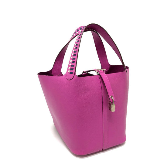 HERMES Handbag Epsom Purple type Picotin Lock MM Tressage Women Used Authentic