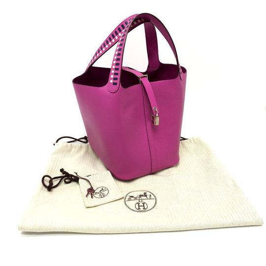 HERMES Handbag Epsom Purple type Picotin Lock MM Tressage Women Used Authentic