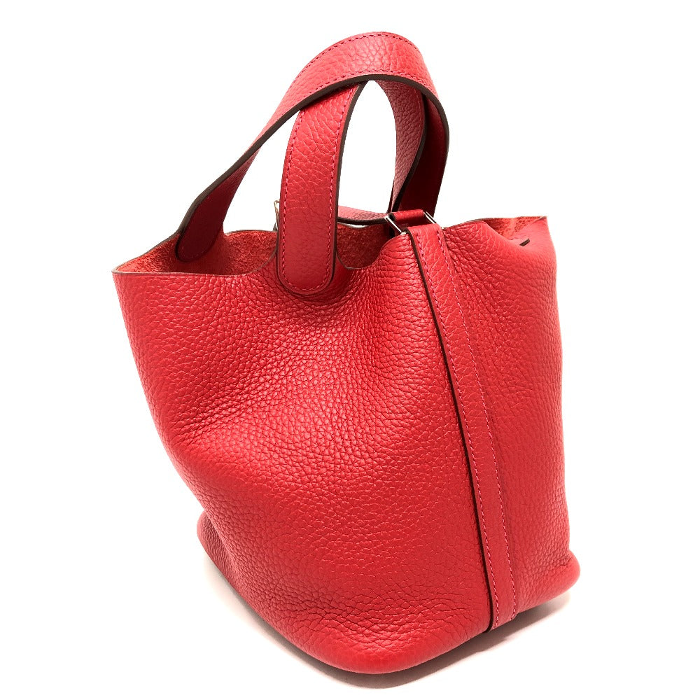 HERMES Handbag Taurillon Clemence Red type Picotan Lock PM Women Used Authentic