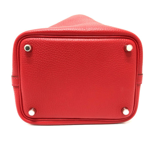 HERMES Handbag Taurillon Clemence Red type Picotan Lock PM Women Used Authentic