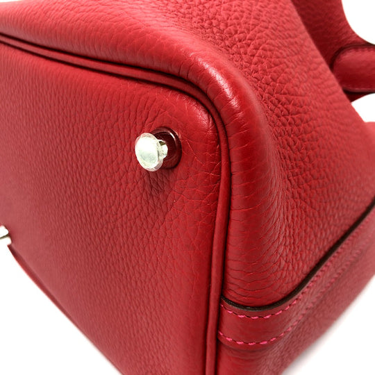 HERMES Handbag Taurillon Clemence Red type Picotan Lock PM Women Used Authentic