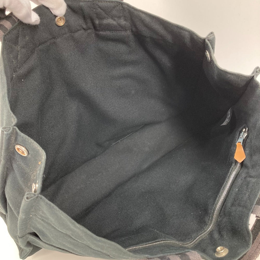 HERMES Tote Bag canvas black Fool Toe MM Women Used Authentic