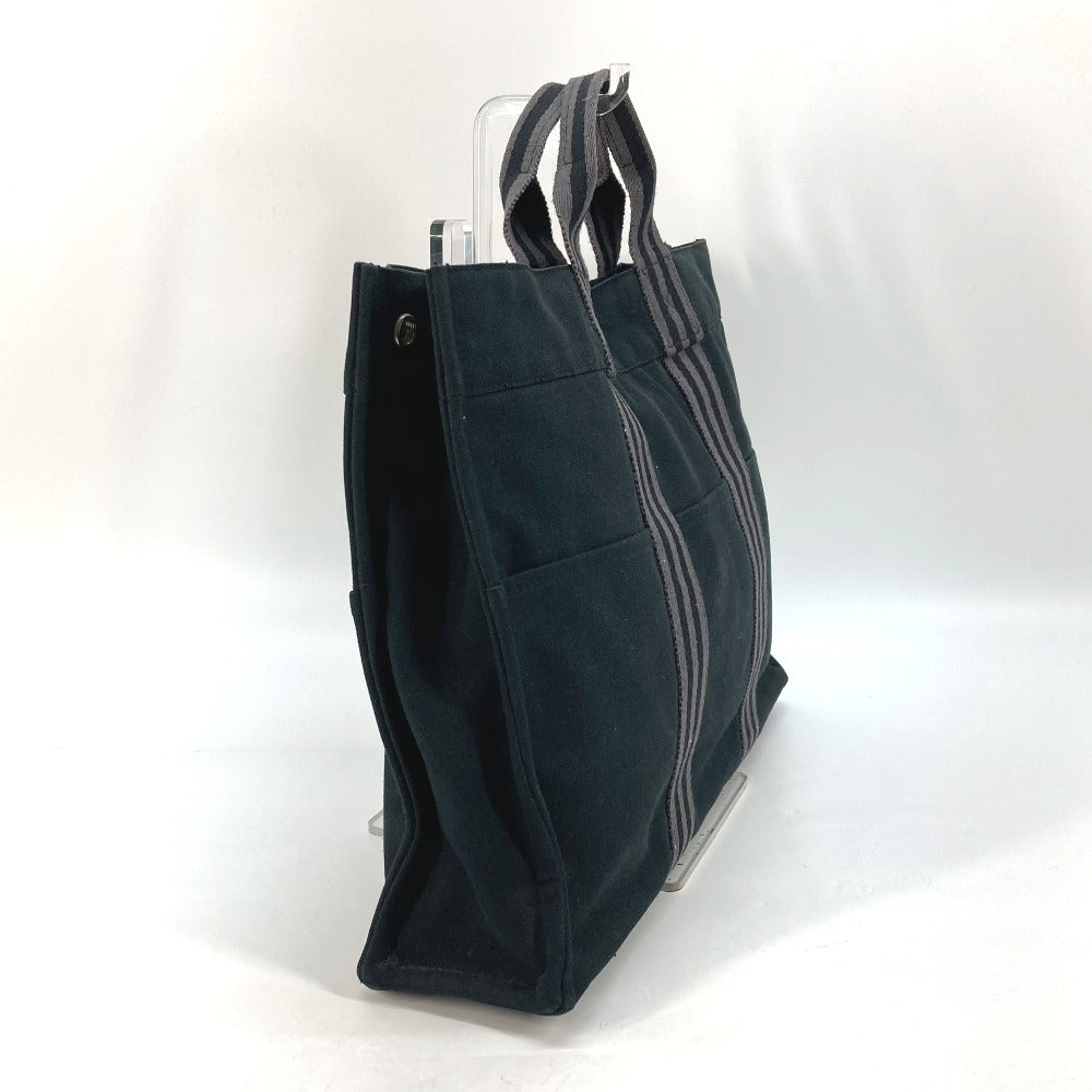 HERMES Tote Bag canvas black Fool Toe MM Women Used Authentic