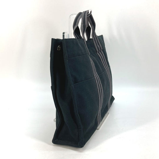 HERMES Tote Bag canvas black Fool Toe MM Women Used Authentic