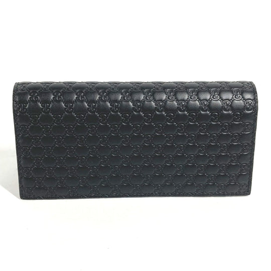 GUCCI Long Wallet Purse 544479 Sima leather black Micro Guccisima GG mens Used Authentic
