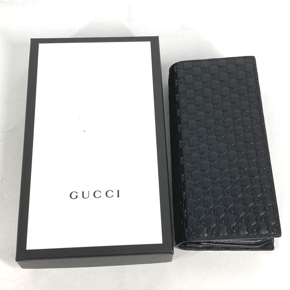 GUCCI Long Wallet Purse 544479 Sima leather black Micro Guccisima GG mens Used Authentic