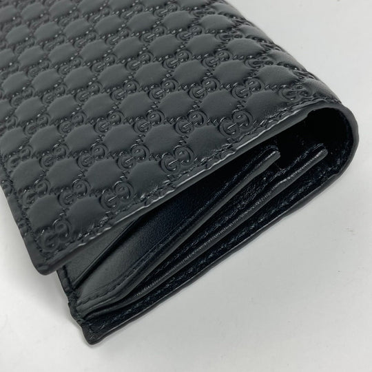 GUCCI Long Wallet Purse 544479 Sima leather black Micro Guccisima GG mens Used Authentic