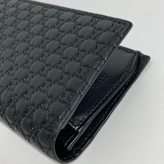 GUCCI Long Wallet Purse 544479 Sima leather black Micro Guccisima GG mens Used Authentic