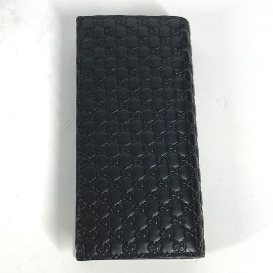 GUCCI Long Wallet Purse 544479 Sima leather black Micro Guccisima GG mens Used Authentic