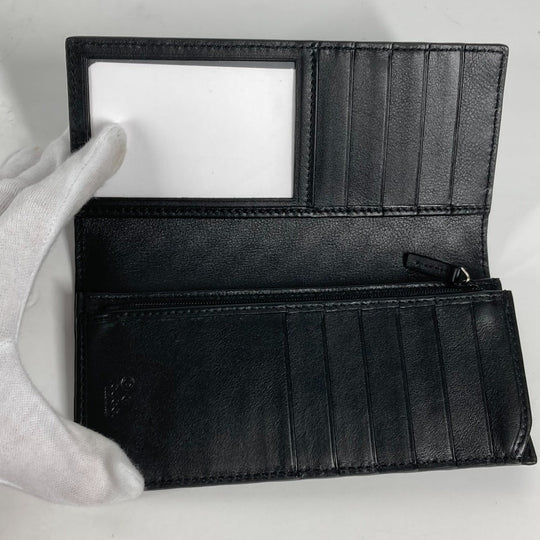 GUCCI Long Wallet Purse 544479 Sima leather black Micro Guccisima GG mens Used Authentic