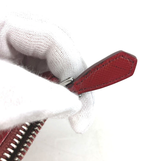 PRADA Coin case Safiano leather Red logo Women Used Authentic