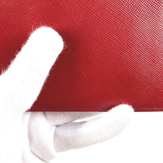 PRADA Coin case Safiano leather Red logo Women Used Authentic