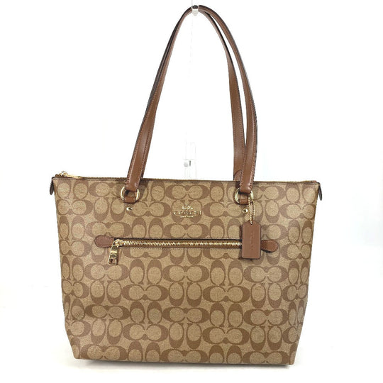 COACH Shoulder Bag F79609 PVC / Leather Brown Signature Women Used Authentic