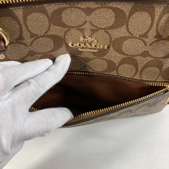 COACH Shoulder Bag F79609 PVC / Leather Brown Signature Women Used Authentic