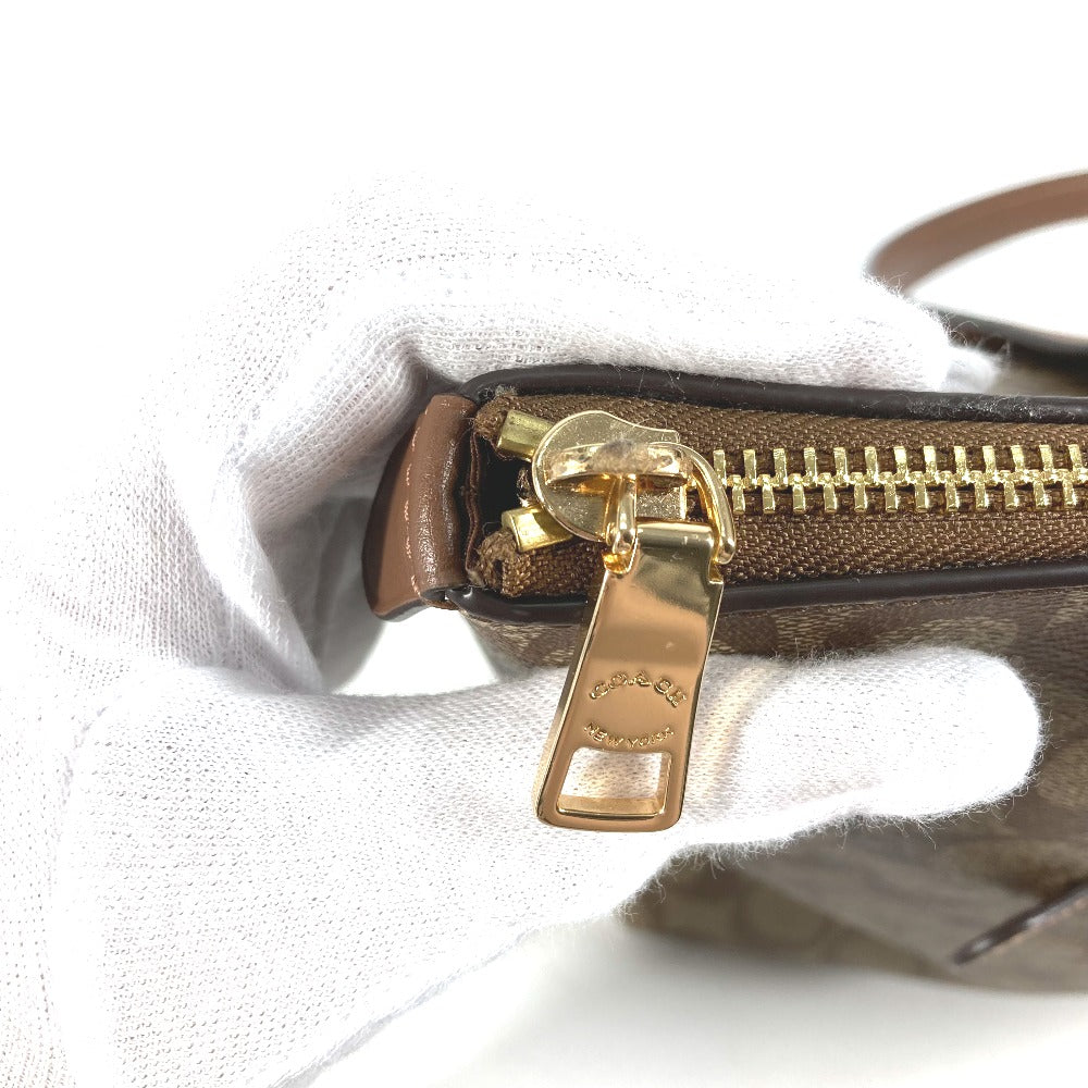 COACH Shoulder Bag F79609 PVC / Leather Brown Signature Women Used Authentic