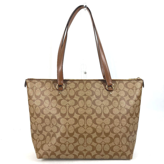 COACH Shoulder Bag F79609 PVC / Leather Brown Signature Women Used Authentic