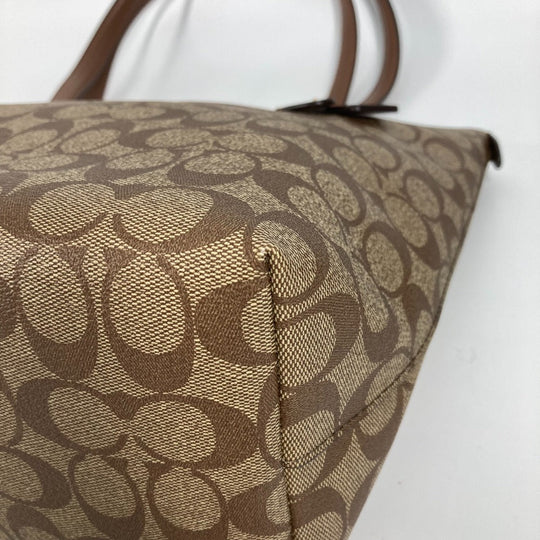 COACH Shoulder Bag F79609 PVC / Leather Brown Signature Women Used Authentic